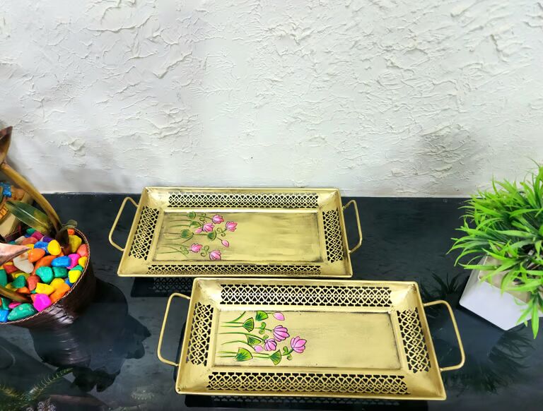 Decorative Multicolour Dry fruit tray rectangle s/3