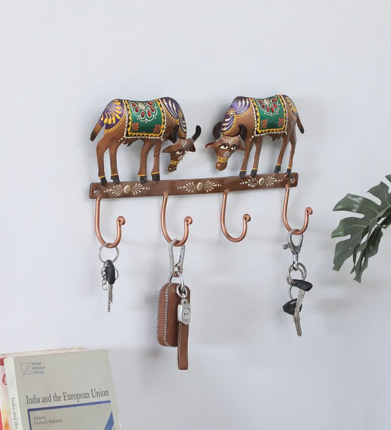 Cow Multicolour Iron Key Holder