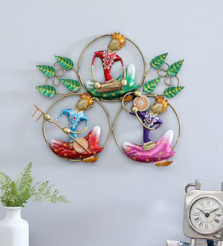 3 Ring Nagpuri Decorative Multicolour Iron Wall Art