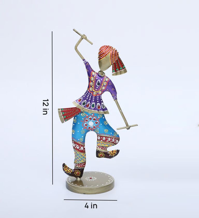 Dandiya Doll S/2 Multicolour Metal Figurines