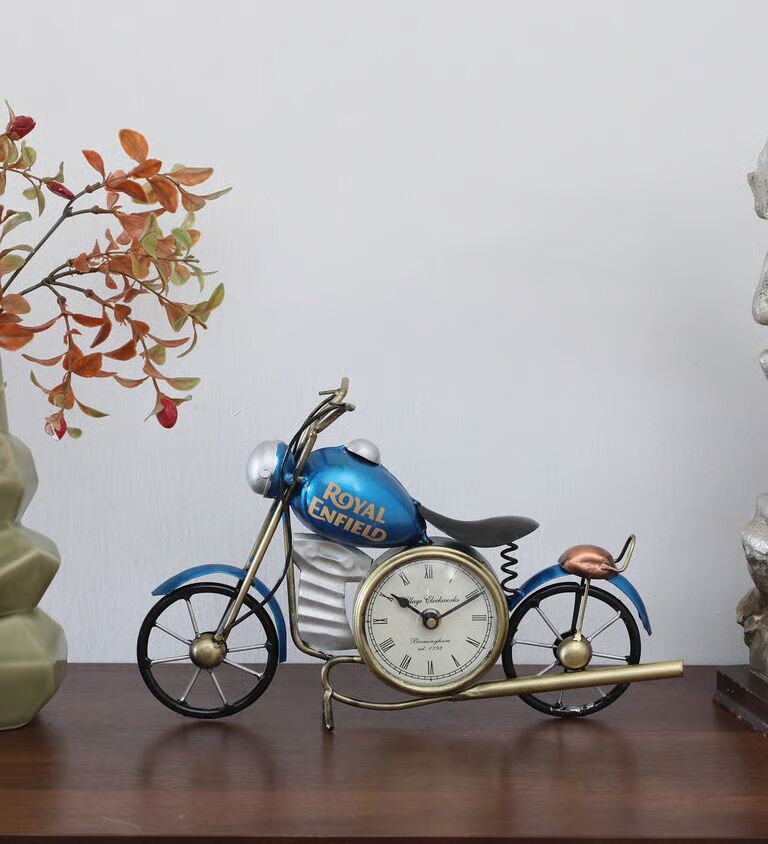 Bike 3'' Blue Iron Table Clock