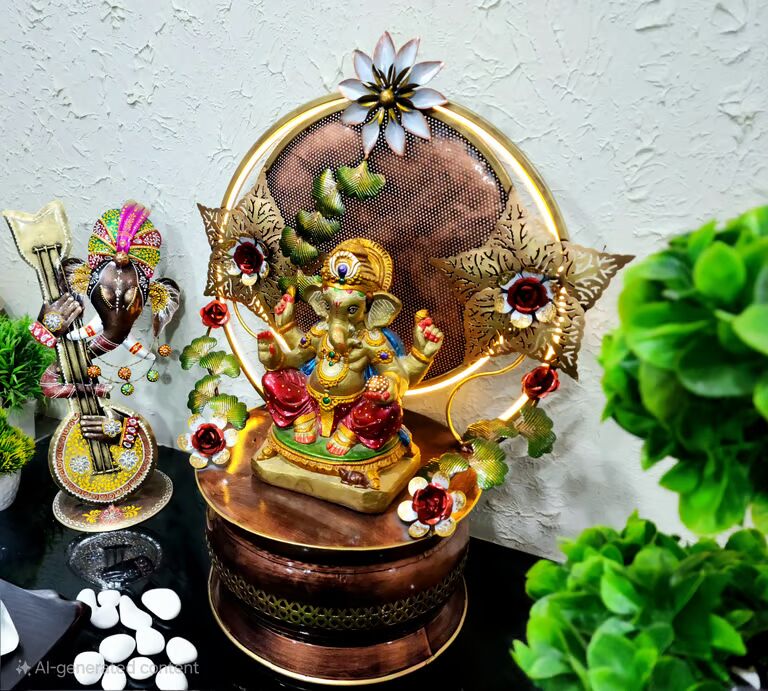 DECORATIVE MULTICOLOUR GANESH  STANDING LED RING 