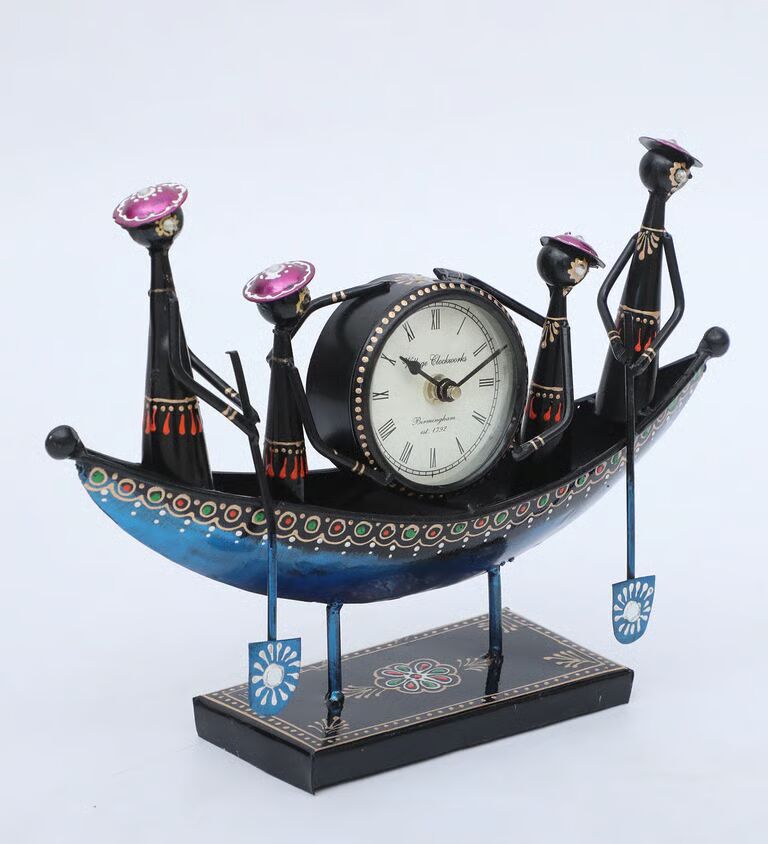 Boat Multicolour Iron Table Clock