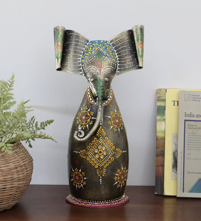 Elephant Coin Multicolour Iron Figurines