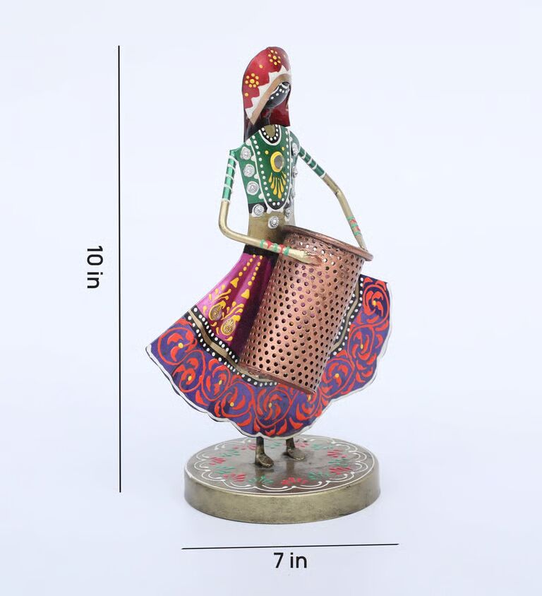 Lady Multicolour Metal Pen Stand