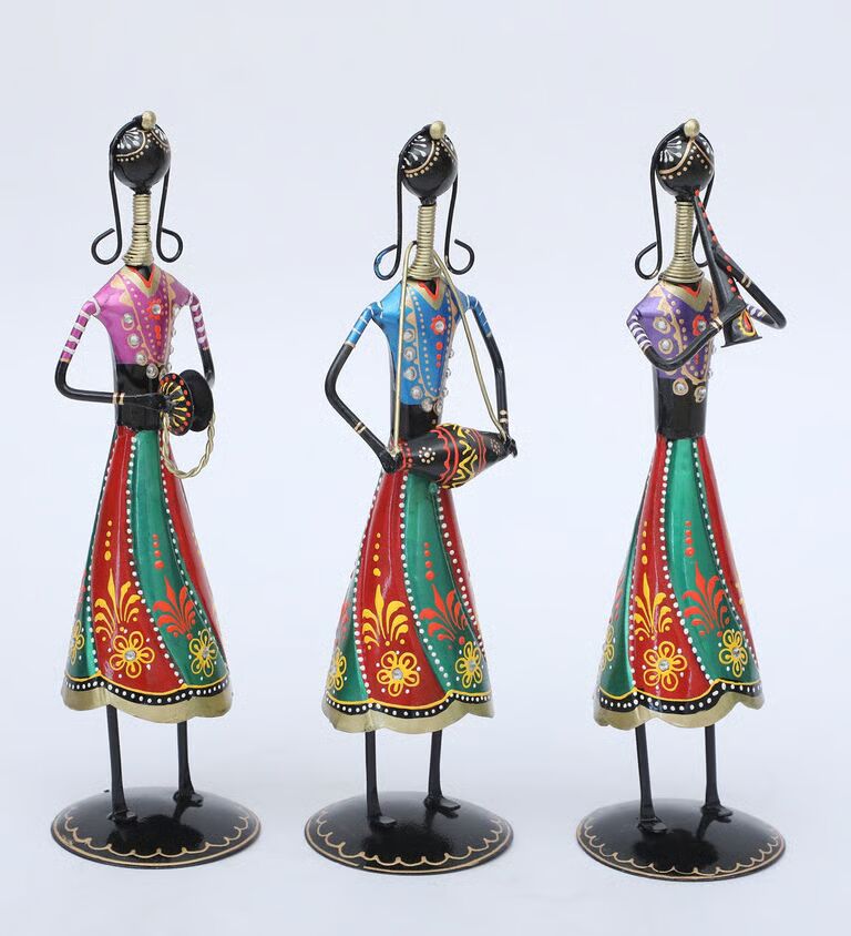 Lady Gagra Doll Set Of 3 Multicolour Iron Figurines
