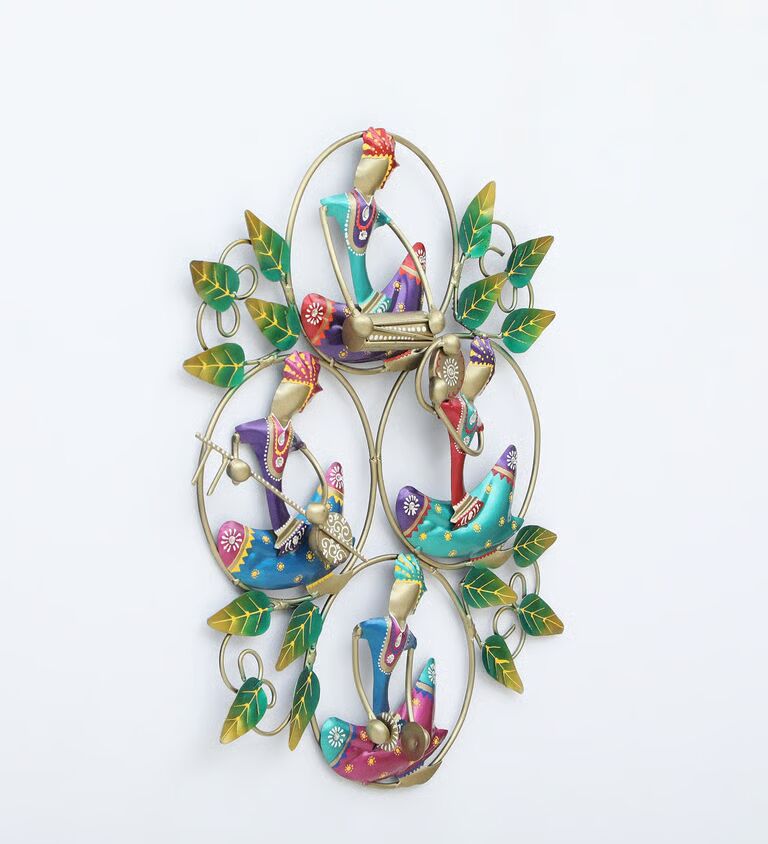 4 Ring Nagpuri Decorative Multicolour Iron Wall Art