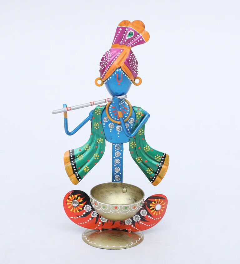 Krishna Multicolour Iron Tea Light Holder