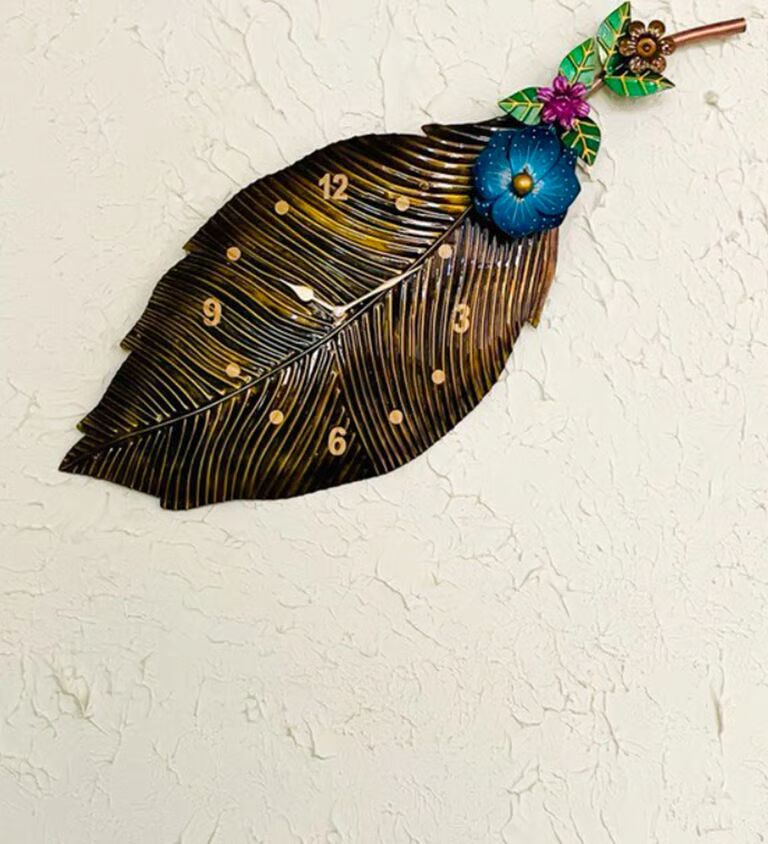 Multicolor Iron Peacock Traditional Wall Clock