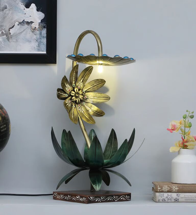 Floral Inspired E27 Holder Metal Base Night Lamp