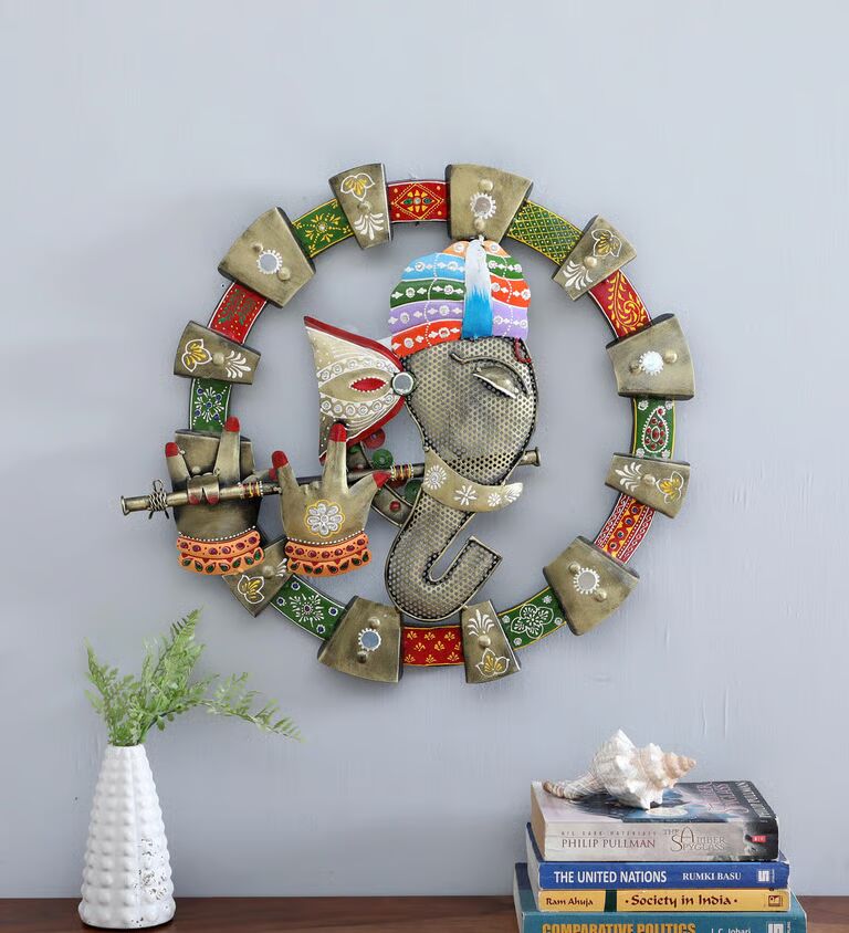Decorative Ganesh Multicolour Iron Wall Art