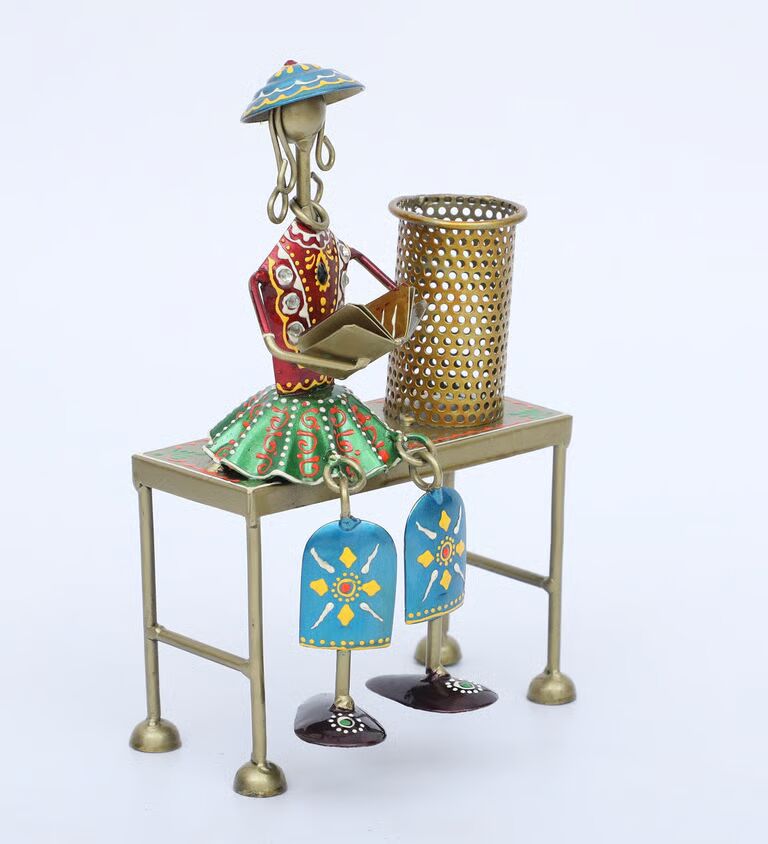 Lady Hanging Multicolour Metal Pen Stand