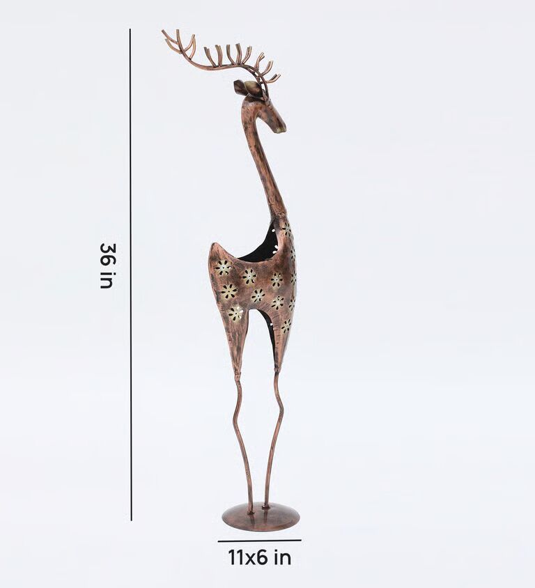 Decorative Deer S/2 Multicolour Metal Candle Stand