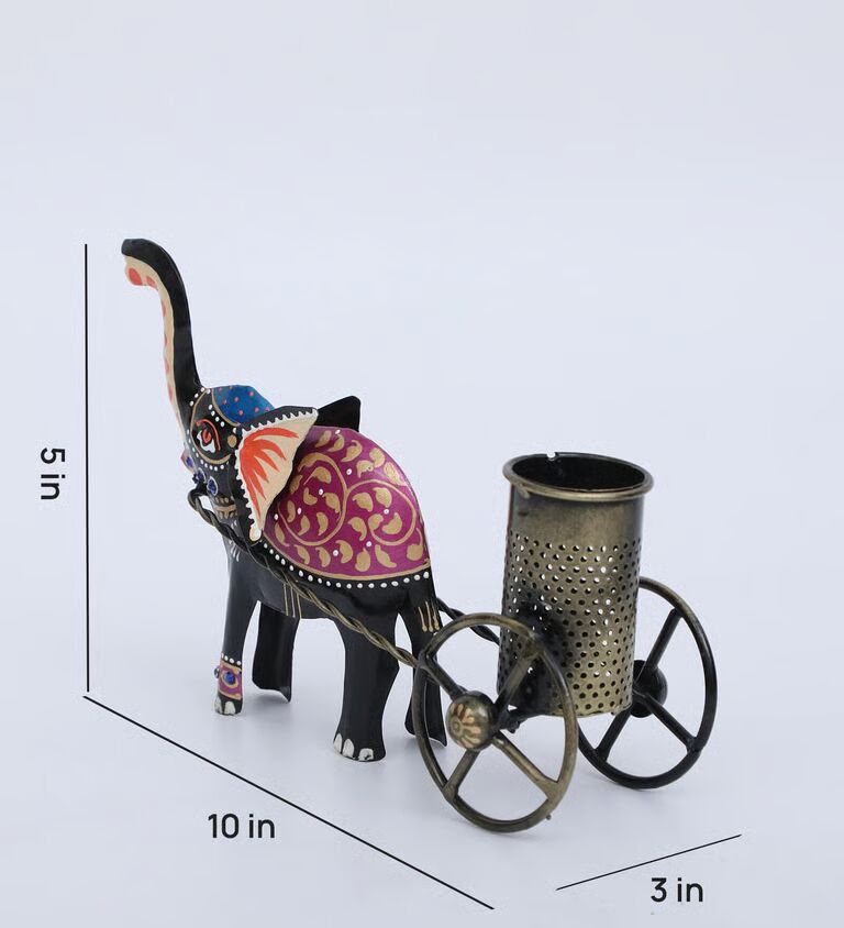 Elephant Multicolour Metal Pen Stand