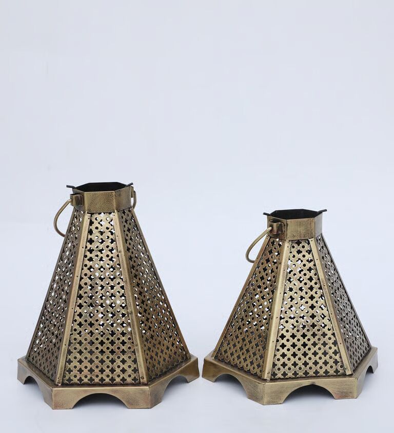 Basket Set Of 2 Multicolour Iron Tea Light Holder