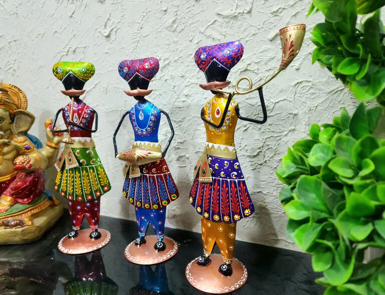 Decorative Multicolour Panjabi doll stand s/3