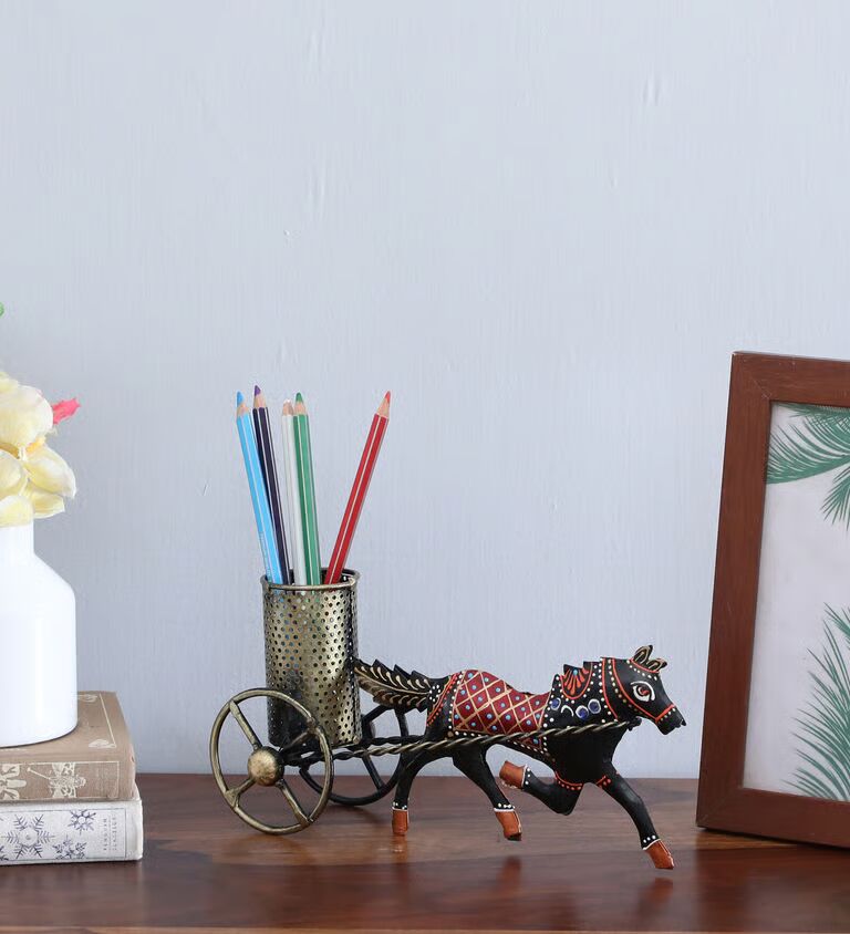 Horse Multicolour Metal Pen Stand