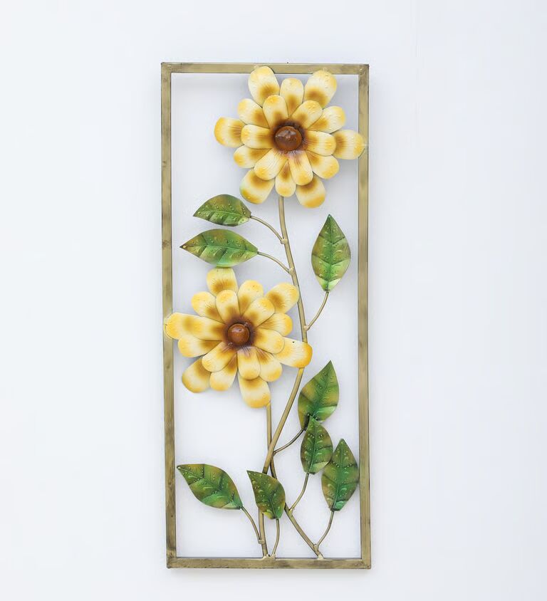Decorative Flower Fram Multicolour Iron Wall Art