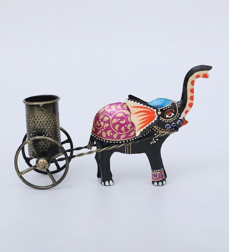 Elephant Multicolour Metal Pen Stand
