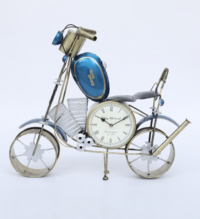 Decorative Bike Multicolour Iron Table Clock