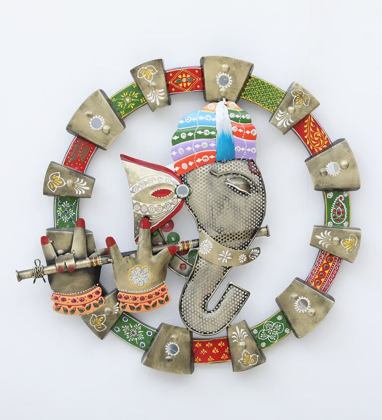 Decorative Ganesh Multicolour Iron Wall Art