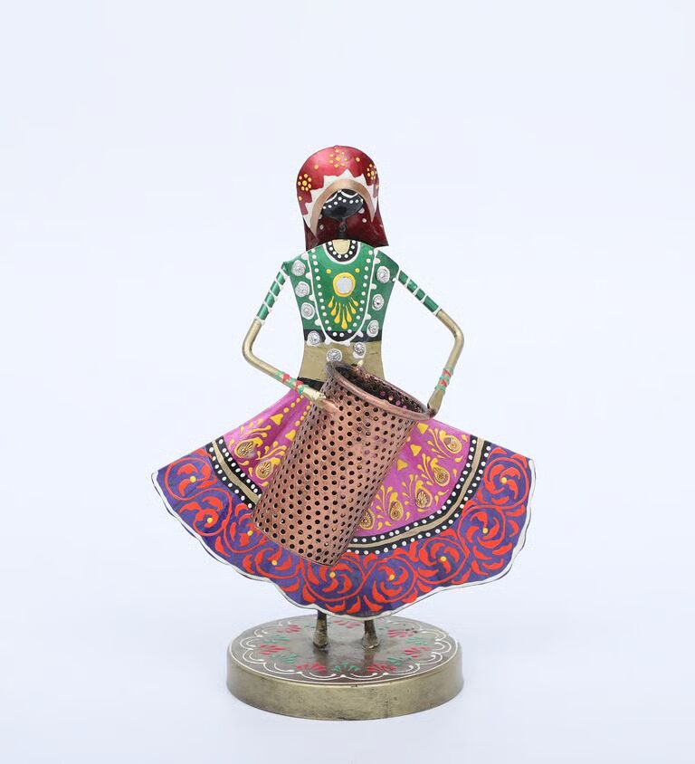 Lady Multicolour Metal Pen Stand