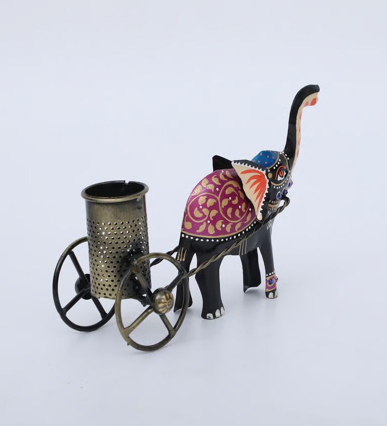 Elephant Multicolour Metal Pen Stand