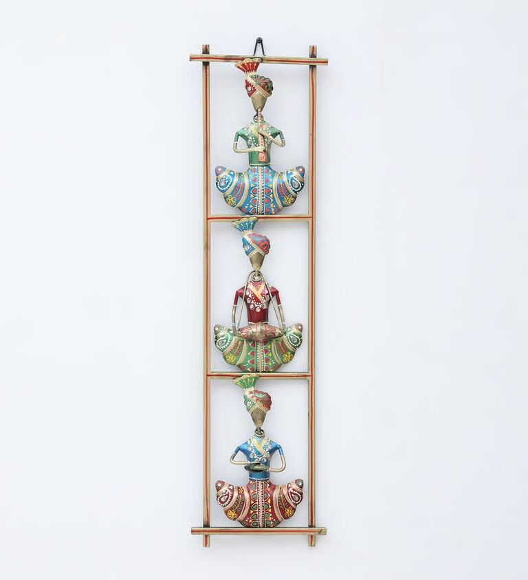 Decorative 3 Safa Panel Virtical Multicolour Metal Wall Art