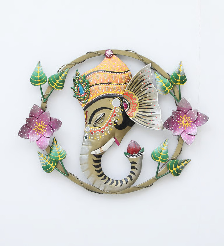 Decorative Ganesh Multicolour Metal Wall Art