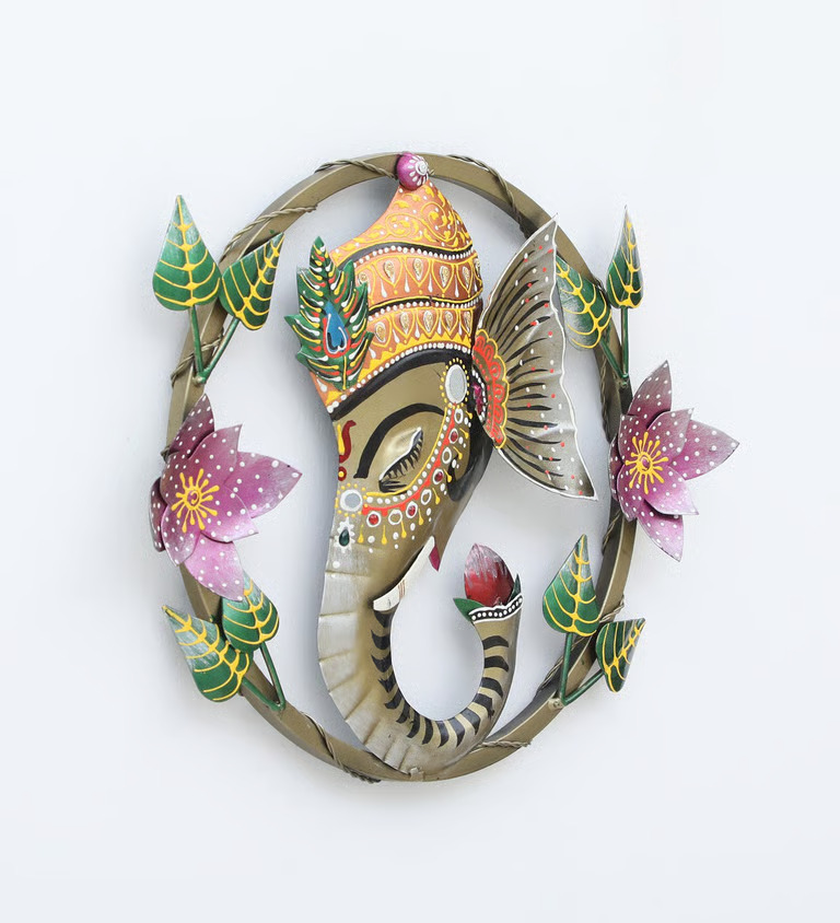 Decorative Ganesh Multicolour Metal Wall Art