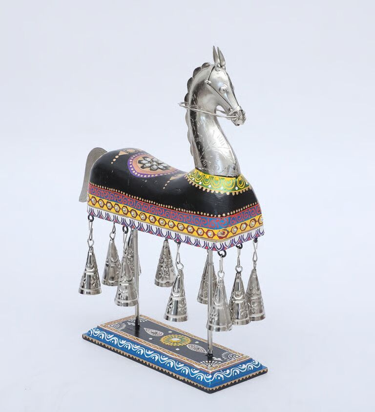 Bell Horse Multicolour Wooden Figurines