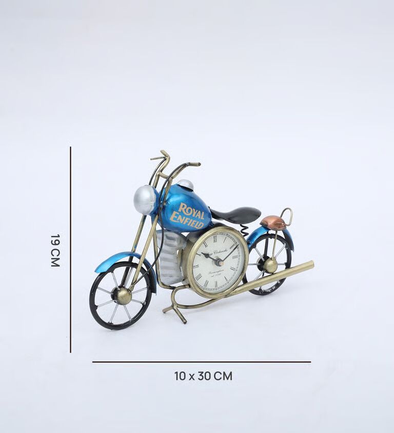 Bike 3'' Blue Iron Table Clock