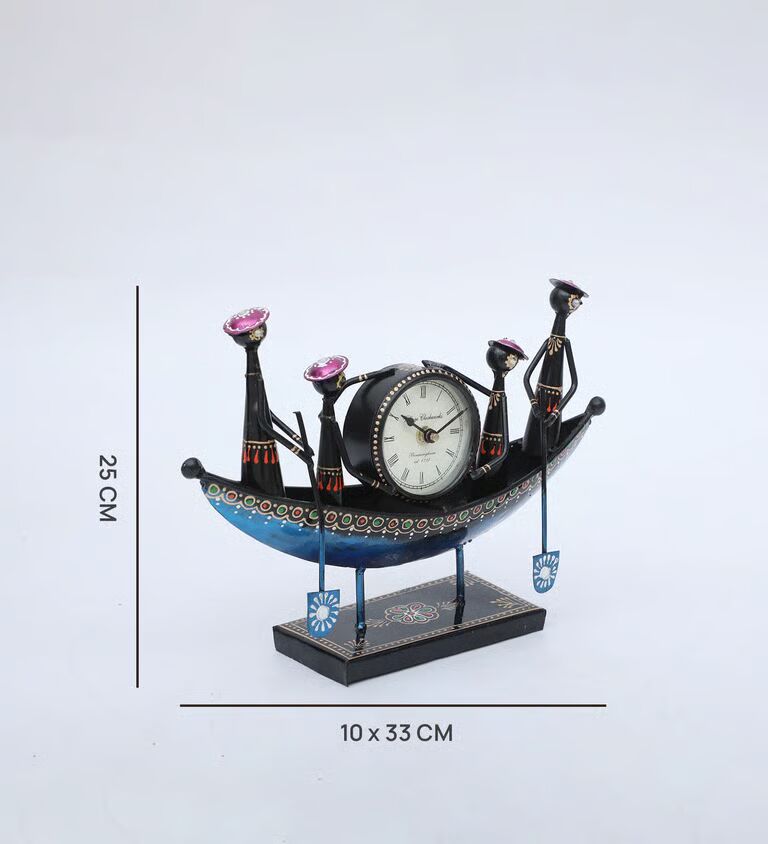 Boat Multicolour Iron Table Clock