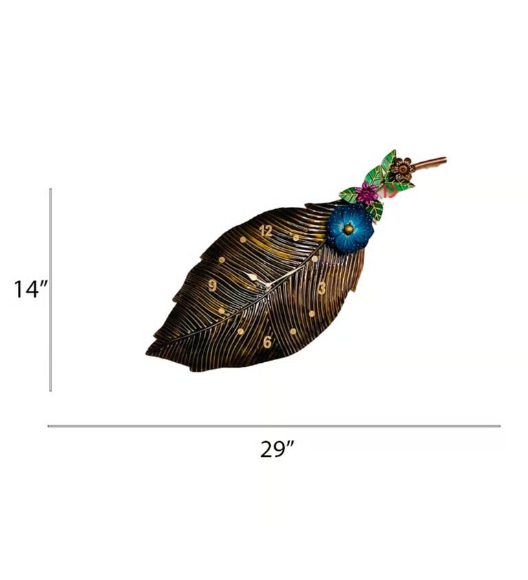 Multicolor Iron Peacock Traditional Wall Clock