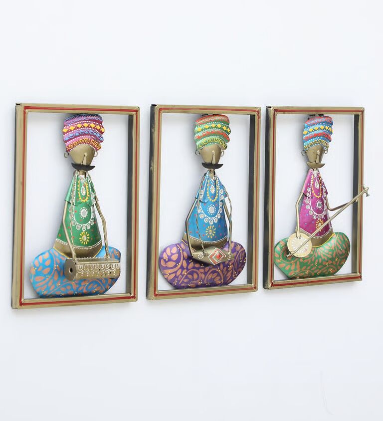 Decorative Flower Fram Multicolour Iron Wall Art