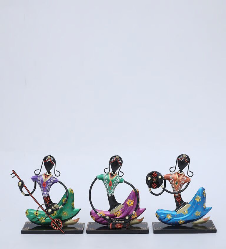 Lady Gagra Doll Set Of 3 Multicolour Iron Figurines