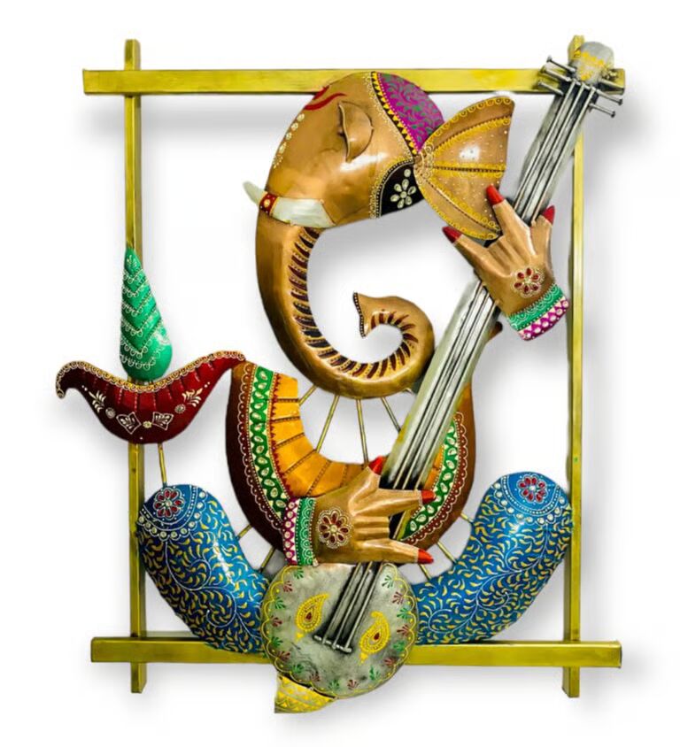 Decorative Ganesh Multicolour Iron Wall Art