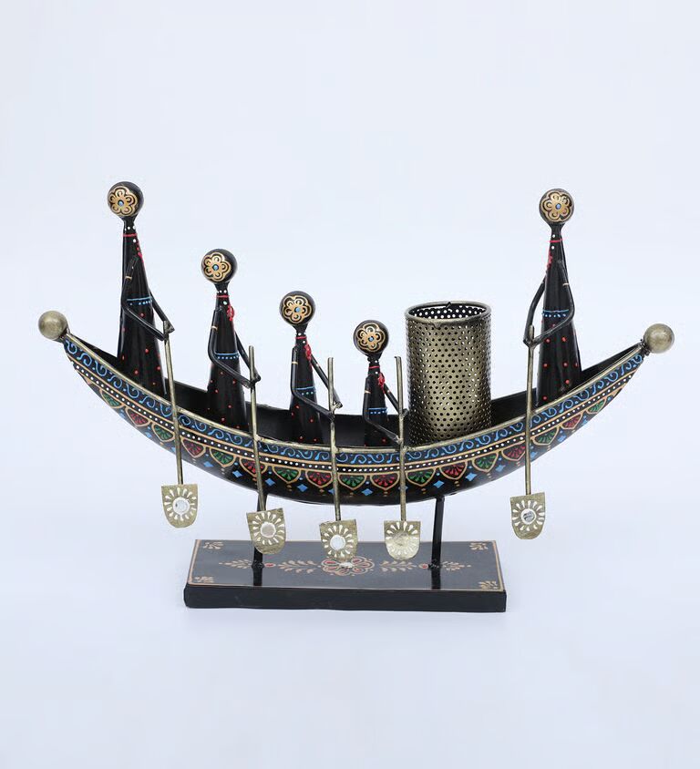 Boat Multicolour Metal Pen Stand