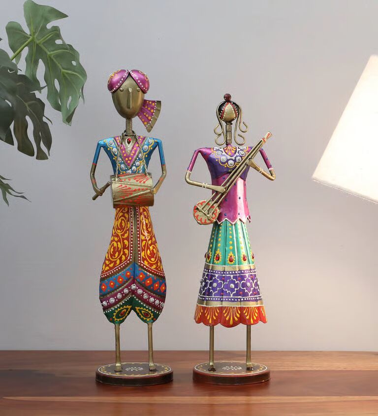 Villagers Doll S/2 Multicolour Metal Figurines
