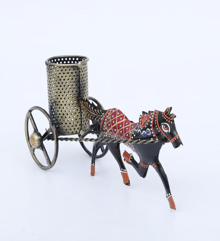 Horse Multicolour Metal Pen Stand