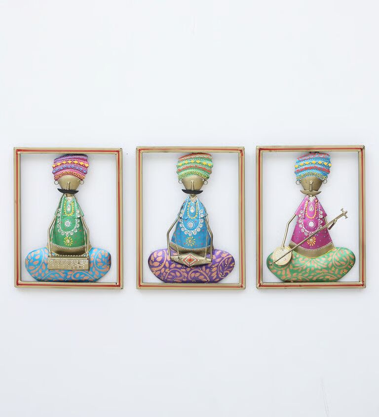 Decorative Flower Fram Multicolour Iron Wall Art