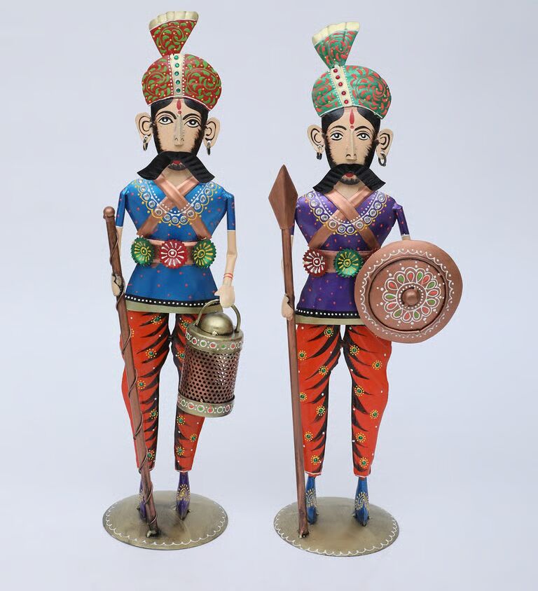 Chowkidar Set Of 2 Multicolour Iron Figurines