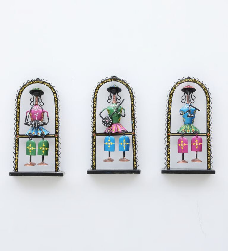 Decorative 3 Safa Panel Virtical Multicolour Metal Wall Art