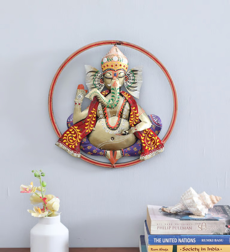 Decorative Ganesh Multicolour Metal Wall Art