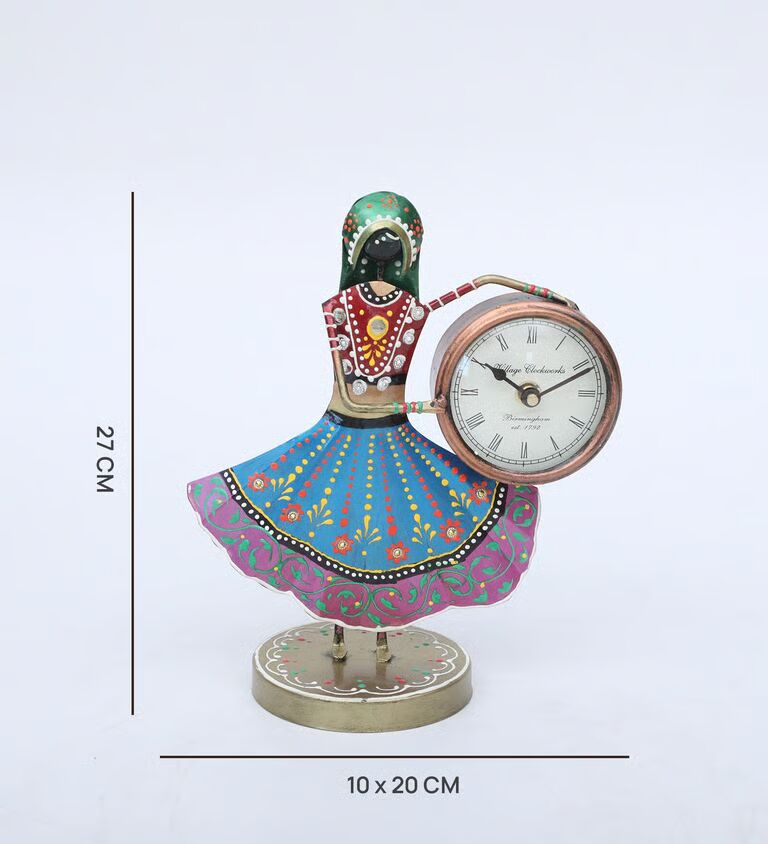Lady 3'' Multicolour Iron Table Clock