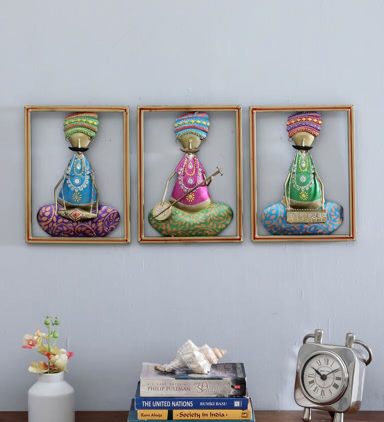 Decorative Flower Fram Multicolour Iron Wall Art