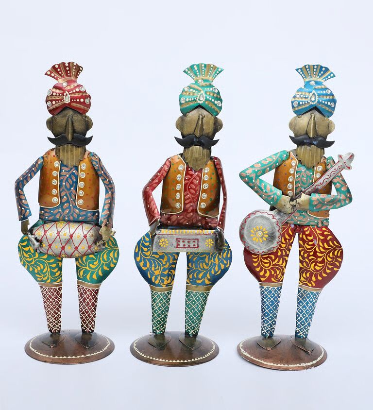 Much Doll Set Of 3 Multicolour Iron Figurines