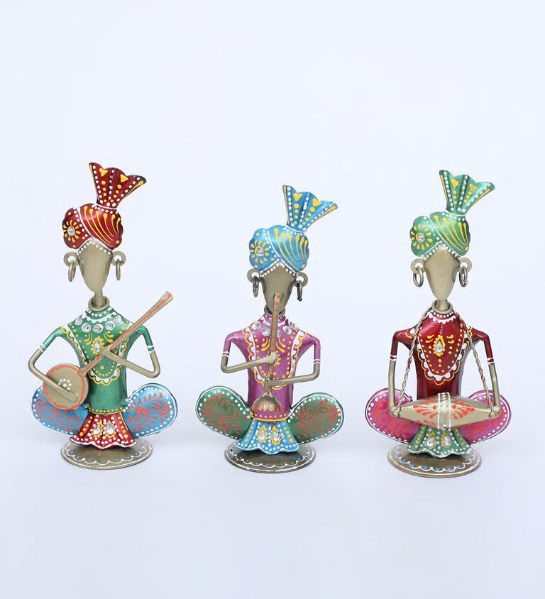 Punjabi Musician S/3 Multicolour Metal Figurines