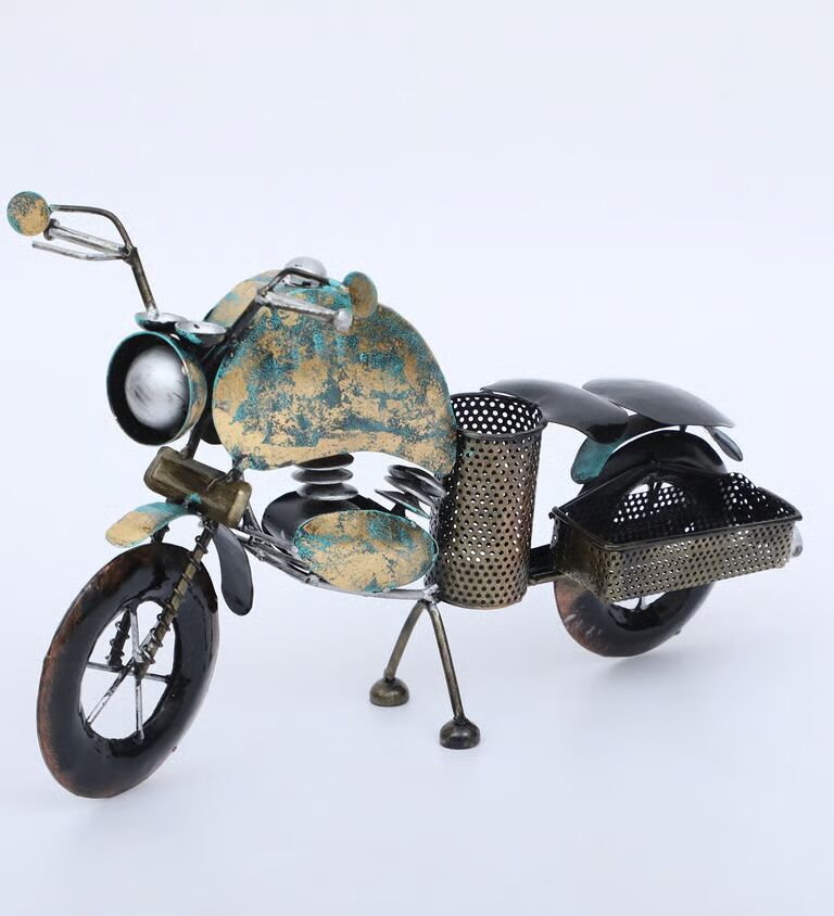 Bike White Metal Pen Holder