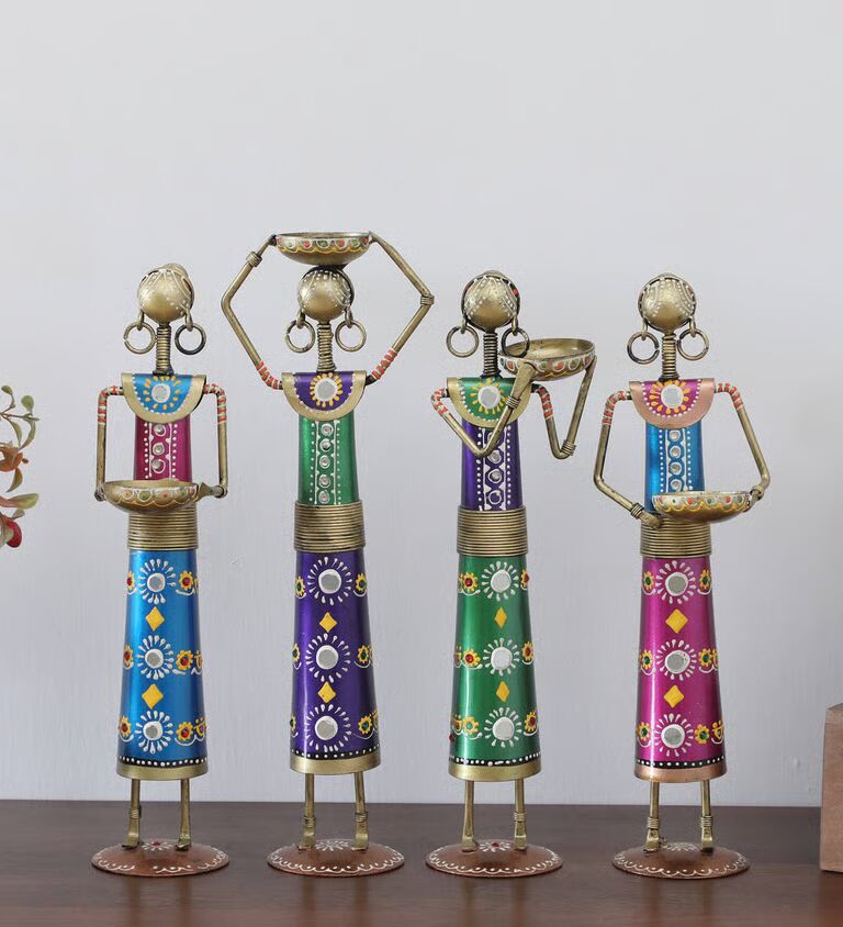 Narega Doll Set Of 4 Multicolour Iron Figurines